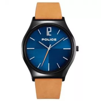 Police herenhorloge PL15918JSB03 44mm RVS leer zwart