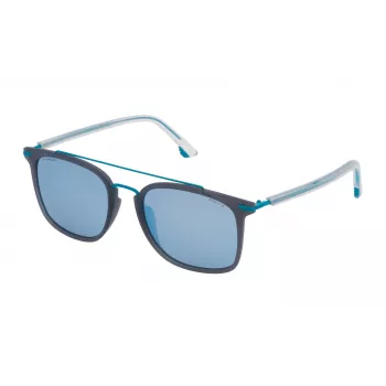POLICE SPL58354M20P unisex zonnebril - zwart acetaat montuur, grijze gepolariseerde glazen, 54 mm