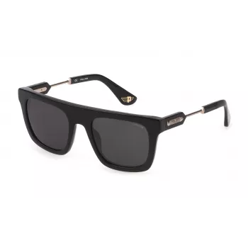 POLICE SPLF71-53700Y heren vierkante acetaat zonnebril zwart/grijs 53/21/145 mm