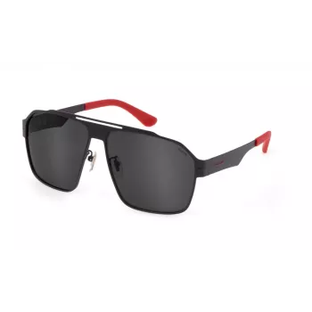 POLICE SPLL08M638YZP heren rechthoekige zonnebril zwart/grijs 63/13/140 mm