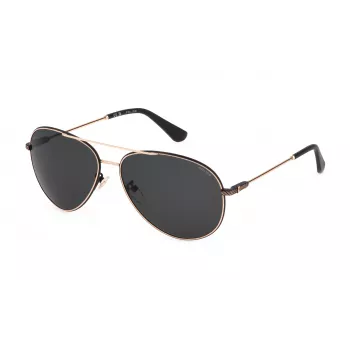 POLICE SPLL11-590302 unisex zonnebril - zwart montuur, grijze glazen, UV400, 59 mm