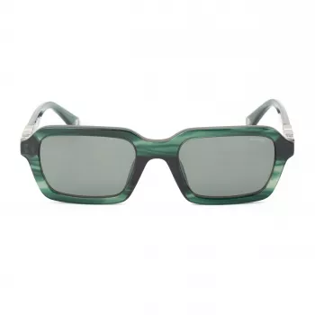 POLICE SPLL14-5309N6 herenzonnebril - zwart acetaat montuur, grijze polycarbonaatglazen, UV400-bescherming, 53 mm
