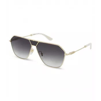 POLICE SPLL89-62300Y heren rechthoek zonnebril - zwart montuur grijze glazen 62mm