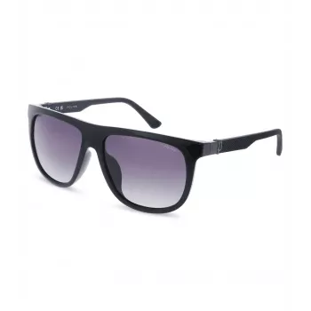 POLICE SPLN33M590Z42 herenzonnebril - zwart acetaat montuur, grijze polycarbonaatglazen, UV400-bescherming, 59 mm glasbreedte