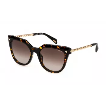 POLICE SPLN63-530779 unisex zonnebril - zwart acetaat montuur, grijze polycarbonaatglazen, UV400