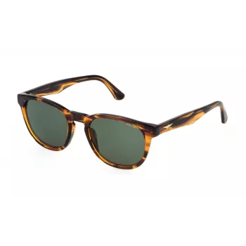 POLICE SPLP22-530836 heren rechthoekige zonnebril, zwart montuur, grijze glazen, 53mm