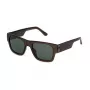 POLICE SPLP23M54M82P heren rechthoekige gepolariseerde zonnebril havanna acetaat montuur groene glazen 54mm