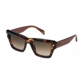 POLICE SPLP48-5202AD dames zonnebril, glanzend zwart montuur, grijze glazen, 52mm