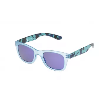 POLICE zonnebril heren S194450715B rechthoekig acetaat montuur blauw gespiegelde glazen 50/22/140 mm