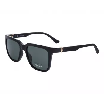 POLICE unisex rechthoekige zonnebril SPLN34M54Z42Y - mat zwart montuur, grijze glazen, 54/19/145 mm