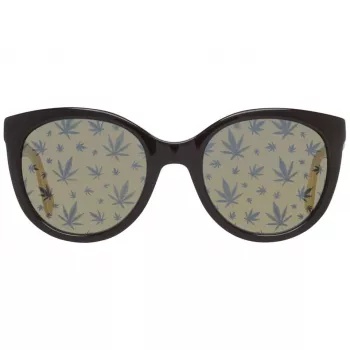 POLICE dames SPL408E546XKL rechthoekige zonnebril - zwart acetaat montuur, grijze polycarbonaatglazen, UV400-bescherming