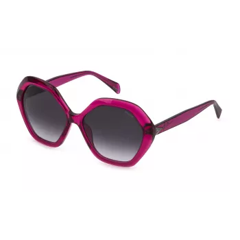 POLICE Dames SPLD29-5701BV Rechthoekige acetaat zonnebril - zwart/grijs verloop 57mm