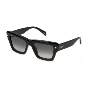 POLICE dames SPLP48-520700 rechthoekige zonnebril, havana montuur, bruine glazen, 52mm