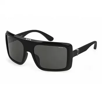 POLICE dames zonnebril SPLF62M6104AW - rechthoekig acetaat montuur met UV400 grijze glazen (62/18/140 mm)