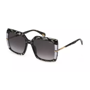 POLICE dames zonnebril SPLG23M5706RT havanna acetaat montuur bruine verloopglazen 57/19/140 mm