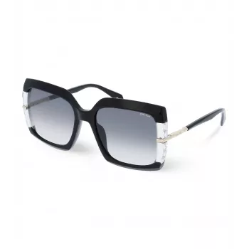 POLICE dames zonnebril SPLG23M570700 geometrisch zwart acetaat montuur grijze polycarbonaatglazen 57mm