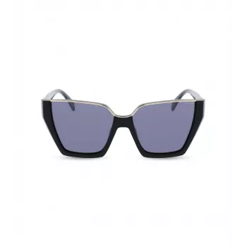 POLICE dameszonnebril SPLL33-570700 - rechthoekig acetaat montuur, grijze polycarbonaatglazen, UV400-bescherming, 57 mm glasbreedte