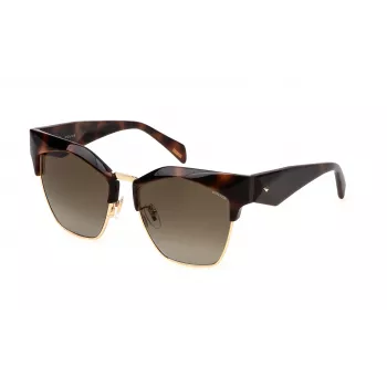 POLICE dames zonnebril SPLN59-5601AY - zwart acetaat montuur, grijze polycarbonaat glazen, 56/16/140 mm