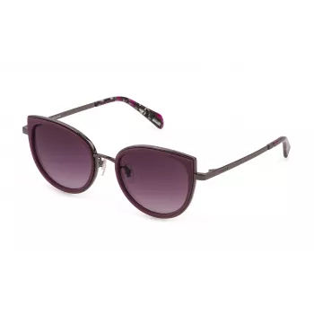 POLICE Dames zonnebril SPLD83-520GL7 - rechthoekig cat-eye acetaat montuur met UV400-smoke-glazen