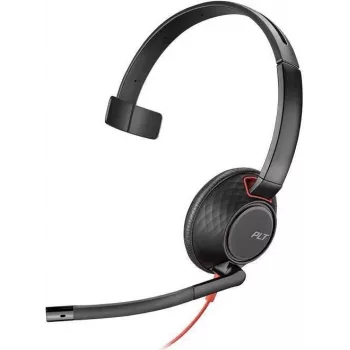 Poly Blackwire C5210 USB-C - 5200 Series - bedrade on-ear mono headset met boommicrofoon, noise cancelling, in-line bediening, zwart