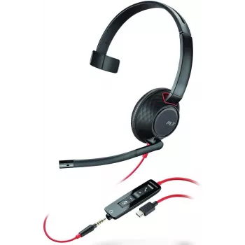Poly Blackwire C5210 USB-C - 5200 Series - bedrade on-ear mono headset met boommicrofoon, noise cancelling, in-line bediening, zwart