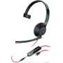 Poly Blackwire C5210 USB-C - 5200 Series - bedrade on-ear mono headset met boommicrofoon, noise cancelling, in-line bediening, zwart