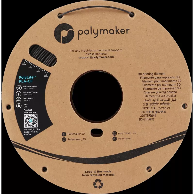 Polymaker PA10001 PLA filament 1,75 mm 1 kg zwart