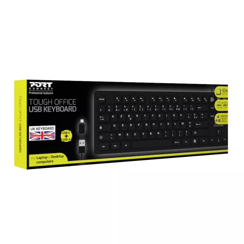 Port Connect Tough Office USB-toetsenbord - zwart