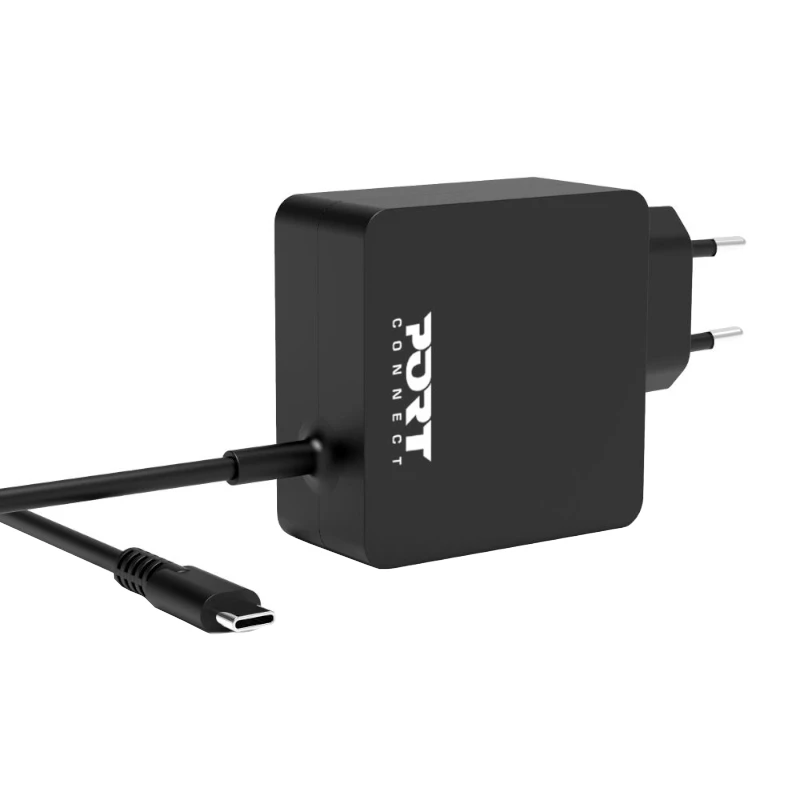 Port Connect Type C 45W universele notebook-adapter – USB-C PD 3.0, 5V-20V, zwart