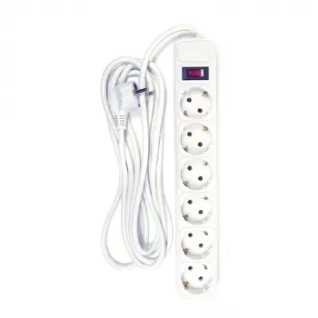 Power Plant 6-voudige stekkerdoos met schakelaar, 3m kabel, 16A, 3680W, wit