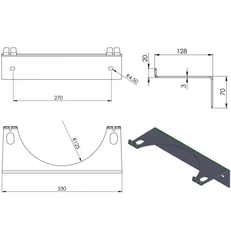 Pro-Line wandhouder voor 1 gasfles, max. diameter 250 mm, industrieblauw