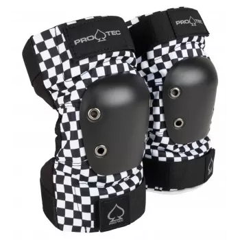 Pro-Tec elleboogbeschermers Checker L - zwart/wit schaakbordpatroon, large, zeer effectieve bescherming voor skateboarden, rollerbladen, BMX, step