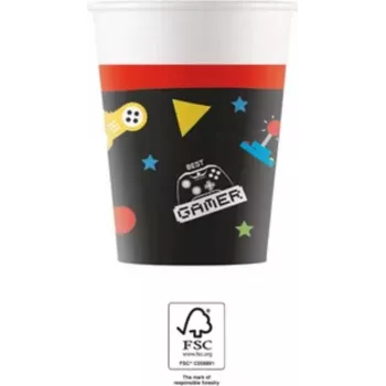 Procos Gaming party papieren bekers 200 ml, 8-pack (93771)