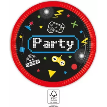 PROCOS Gaming party papieren borden 23cm 8-pack (93769)