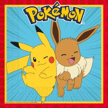 Procos Pokemon 2-laags papieren servetten 20-pack, 33 x 33 cm, veelkleurig 98393