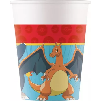 Procos Pokémon papieren bekers 8-pack 200ml Pikachu Charmander Squirtle Bulbasaur partybekers 98401