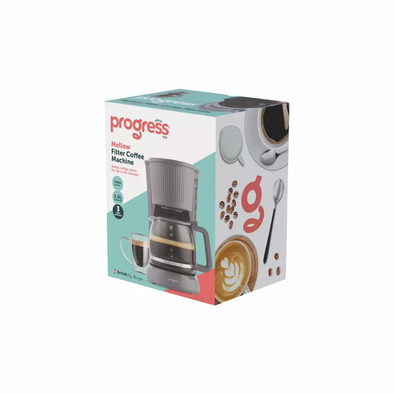 Progress EK6658PVDE Mellow filterkoffiezetapparaat - 1,25 l, 900 W, grijs/zilver