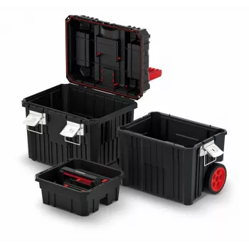 PROSPERPLAST Kistenberg Heavy Mobile Tool Box 40L zwart/rood met wielen
