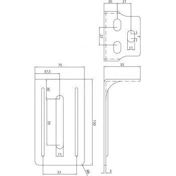 PSG 60.014.9005 steunbeugel voor Drive-On-houder, diepzwart RAL 9005