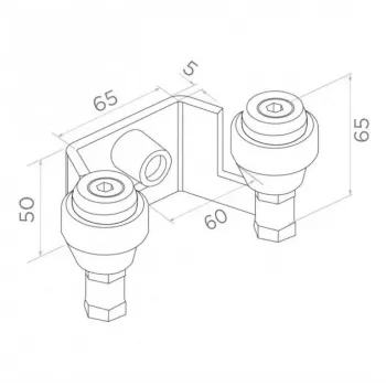 PSG 60.023.9005 bovenste geleiderhouder voor schuifpoorten, 60mm, 2 rollen, zwart RAL 9005