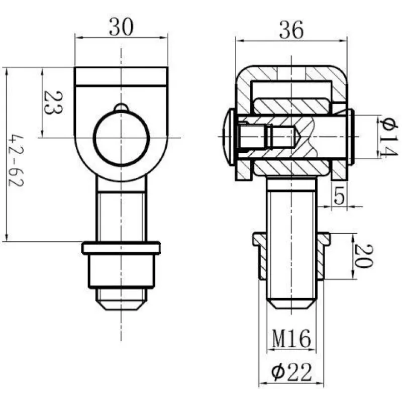 PSG 61.001.01 Oplassband M16 Schroefdraad Verzinkt Oog