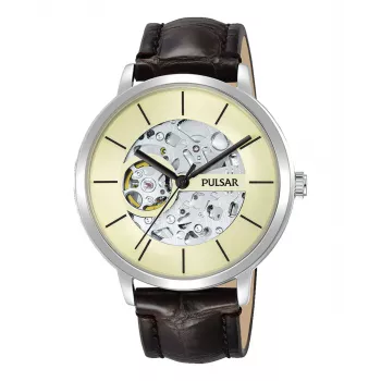 Pulsar heren quartz analoog horloge P8A005X1 42 mm RVS blauwe wijzerplaat