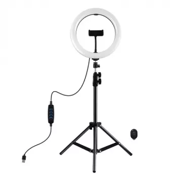 PULUZ 26cm LED-ringlamp met statief tot 1,1 m en telefoonhouder, USB-gevoed