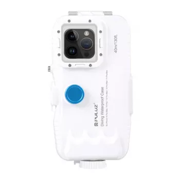 PULUZ kunststof waterdichte hoes voor iPhone 15 Plus/15 Pro Max/14 Plus/14 Pro Max/13 Pro Max/12 Pro Max/11 Pro Max (wit)