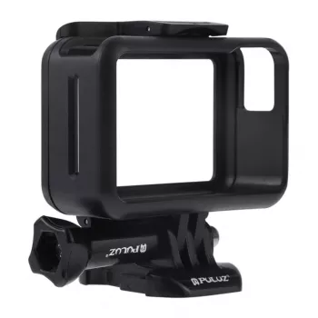 Puluz beschermhoes voor DJI Osmo Action - zwart PC-frame met koudeschoenhouder, snelspansluiting