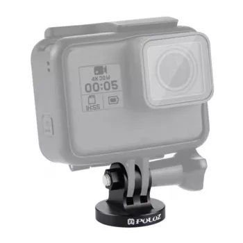 PULUZ PU145B CNC aluminiumlegering actioncam houder adapter met 1/4 inch statiefschroefdraad, zwart