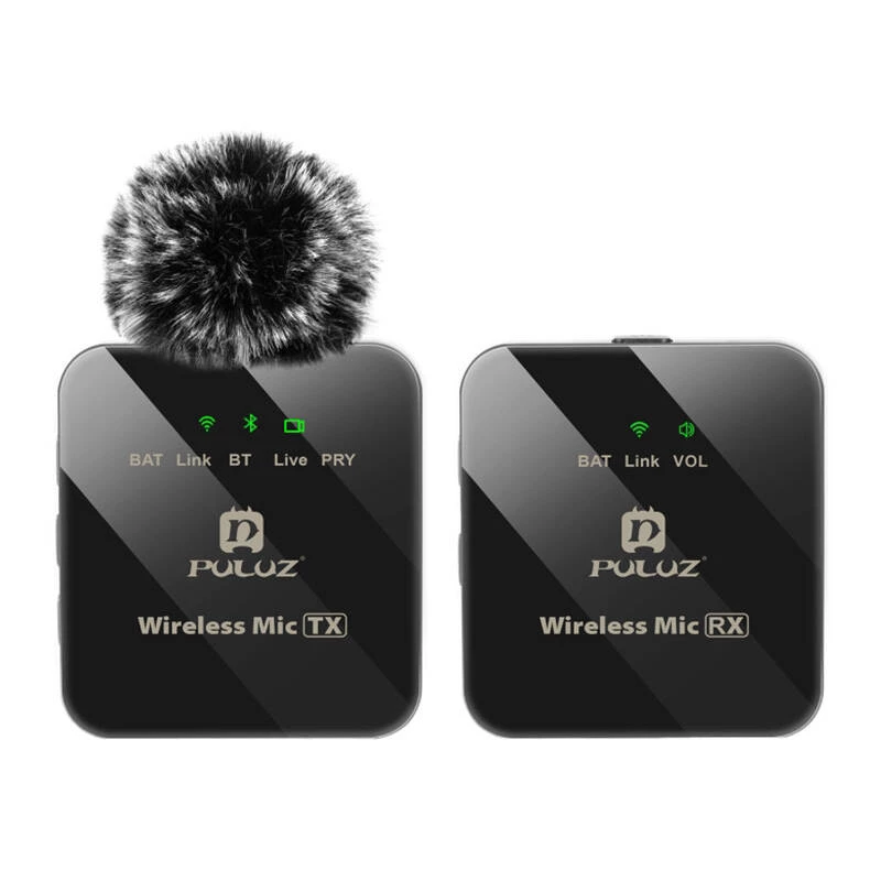 PULUZ PU3153B draadloze lavalier-microfoon 1 TX + 1 RX, 2,4 GHz, USB-C, omnidirectionele condensator, ruisonderdrukking, plug-and-play voor Android & pc