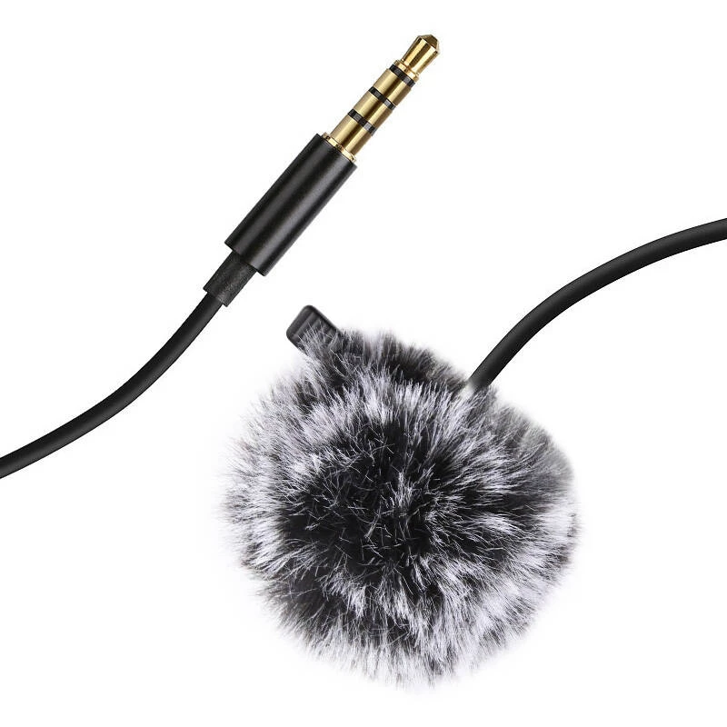 PULUZ PU424 lavalier-microfoon 1,5 m 3,5 mm TRRS omnidirectionele condensator-clipmicrofoon voor smartphones, DSLR-camera's, laptops - zwart