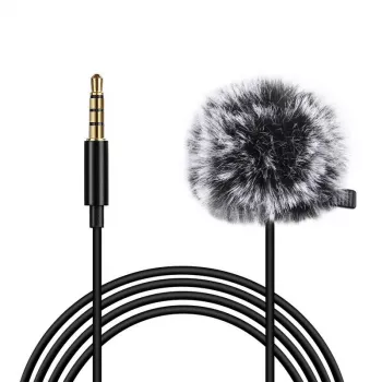 PULUZ PU424 lavalier-microfoon 1,5 m 3,5 mm TRRS omnidirectionele condensator-clipmicrofoon voor smartphones, DSLR-camera's, laptops - zwart
