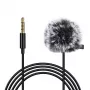 PULUZ PU424 lavalier-microfoon 1,5 m 3,5 mm TRRS omnidirectionele condensator-clipmicrofoon voor smartphones, DSLR-camera's, laptops - zwart